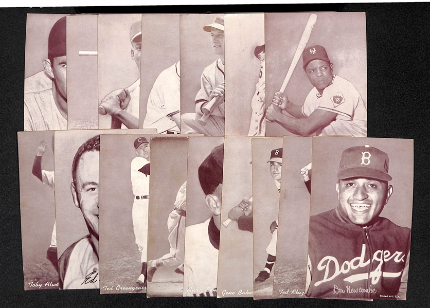 Lot of 16 Baseball Exhibit Cards from 1947-1961 w. Willie Mays